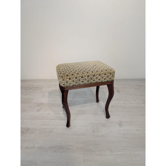 Louis Style Wooden Ottoman with Floral Pattern For Sale - Image 11 of 11