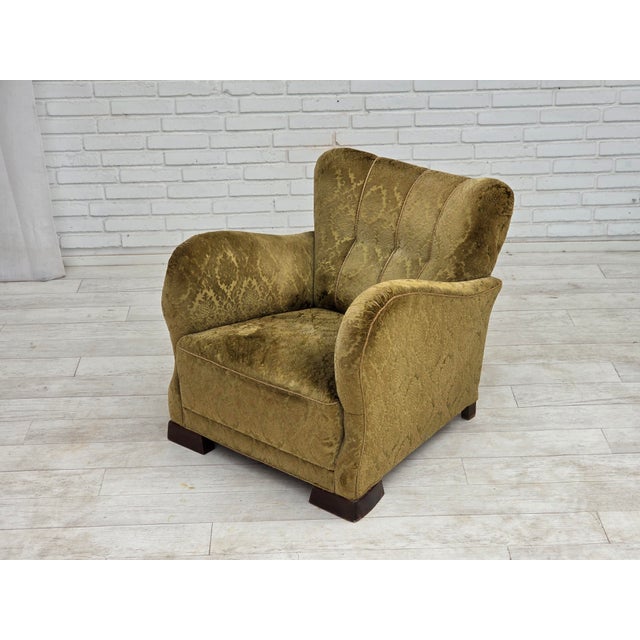 Danish Relax Chair in Furniture Velour and Oak Wood, 1950s For Sale - Image 15 of 18