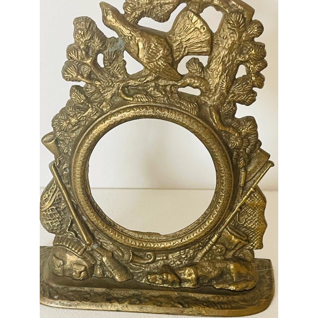Boho Chic Antique Brass Frame Desk Accessories For Sale - Image 3 of 4