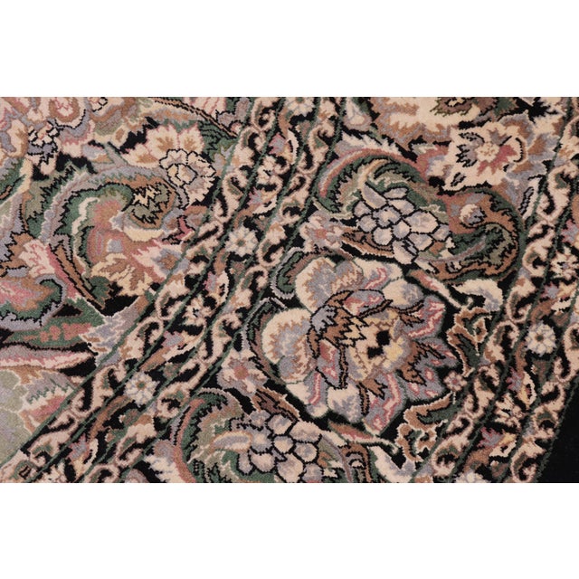 Textile Shabby Chic 1990's Floral Pak-Persian Black/Gray Wool Round Rug- 7'11'' X 8'0'' For Sale - Image 7 of 9