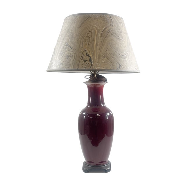 rich, glossy, red on Chinese porcelain vase from the 18th century turned into a lamp