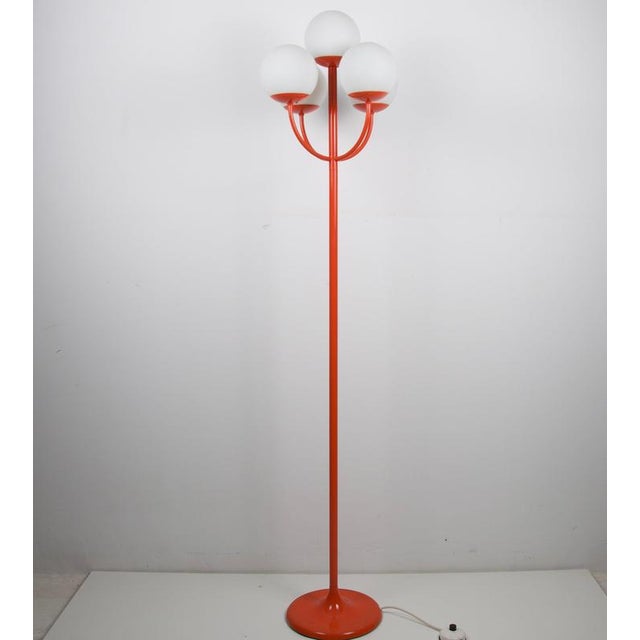 Mid-Century Modern Mid-Century Red and Opaline Glass Floor Lamp by Kaiser, Germany, 1960s For Sale - Image 3 of 13