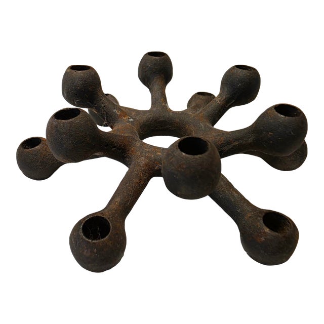 Vintage 1960s Danish Dansk Designs Quistgaard ‘Spider’ Cast Iron Candleholder, Atomic Era Style For Sale
