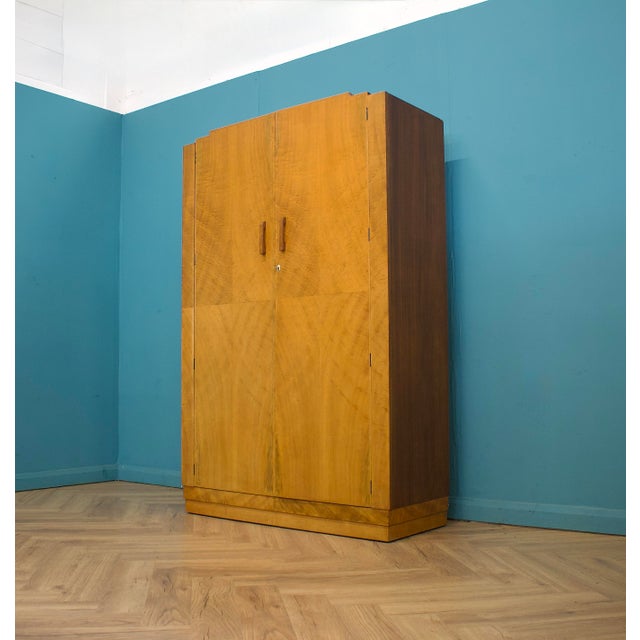 1930s Vintage Art Deco Burr Walnut Wardrobe, 1930s For Sale - Image 5 of 10