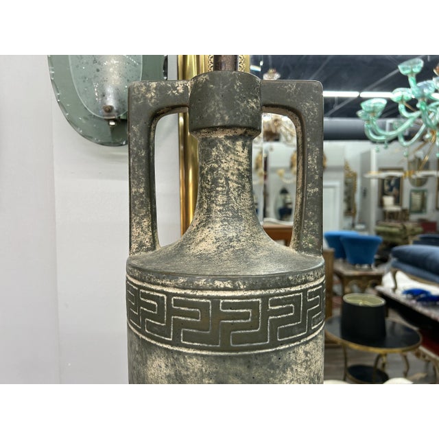 Green Pair of Hollywood Regency Grecian Inspired Lamps For Sale - Image 8 of 11