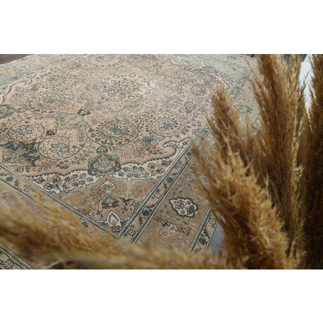 1970s Vintage Persian Handmade Wool Cotton Beige Area Rug For Sale - Image 11 of 11