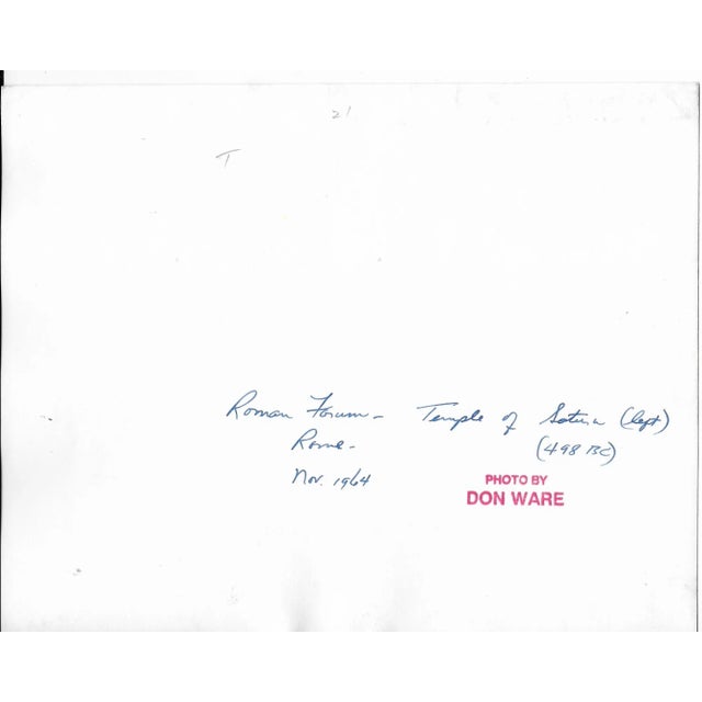 1964 black and white photo by Don Ware (1921-2006) of the Roman Forum and Temple of Saturn in Rome. Titled and dated;...