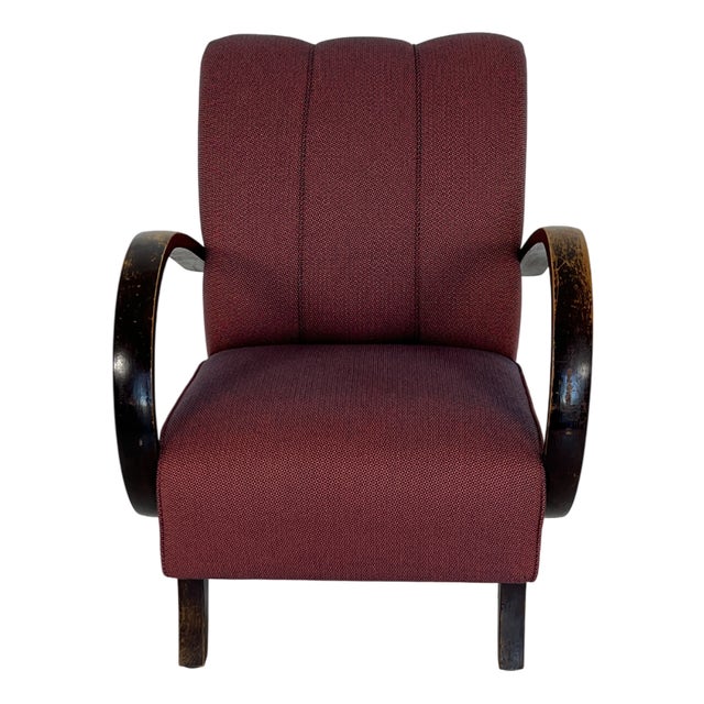 Padded Armchair in the style of Jindřich Halabala, 1930s For Sale