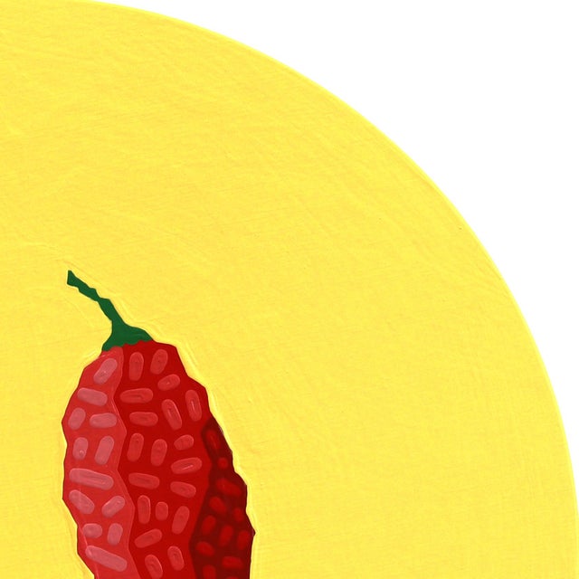 Paint Circle Fresnos - Vibrant Abstract Peppers Still Life Painting on Panel - Original Artwork by Will Beger For Sale - Image 7 of 9