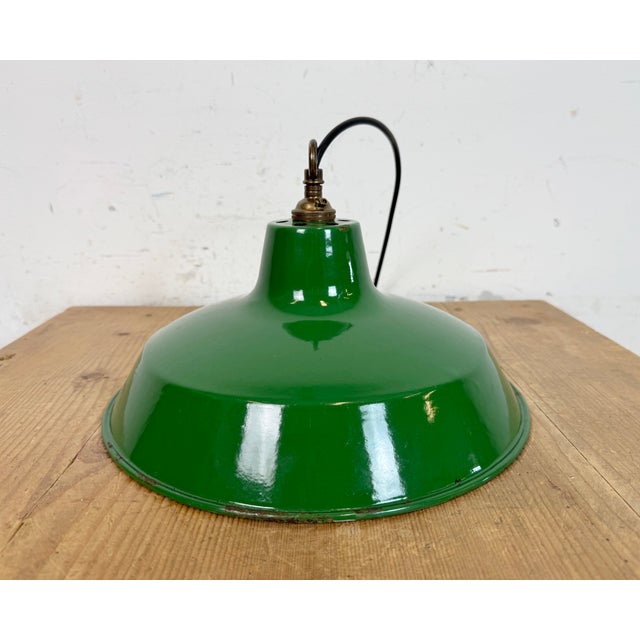 Industrial Green Enamel Factory Pendant Lamp from Revo, 1950s For Sale - Image 17 of 18