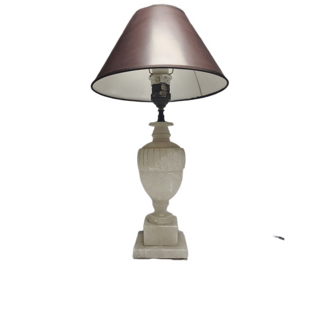 Mid-Century Modern Art Deco Alabaster Bedside Lamp, Belgium, 1950s For Sale - Image 3 of 13
