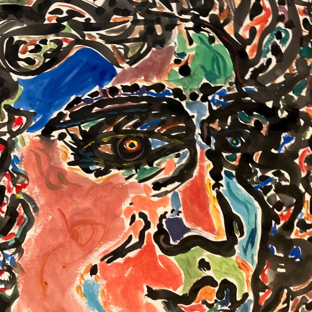 Contemporary Contemporary Original E.J. Hartmann Abstract Portrait Painting Signed For Sale - Image 3 of 4