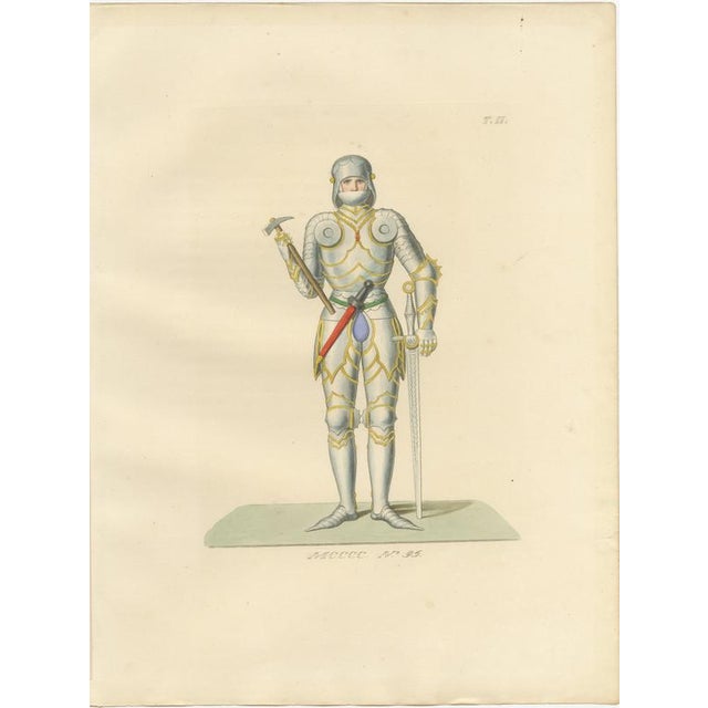 Camille Bonnard, Joan of Arc in Armor, Hand-Colored Lithograph, 1845 For Sale - Image 3 of 10