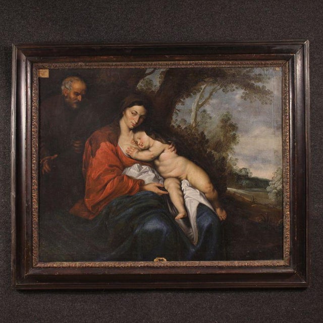 Flemish Artist, Rest on the Flight Into Egypt, 1660, Oil on Canvas For Sale - Image 15 of 15