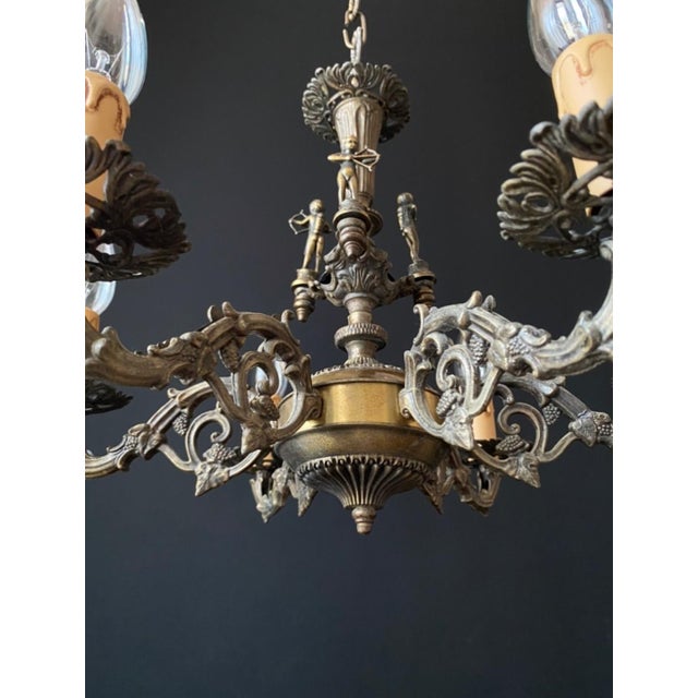 Vintage Brass Chandelier with Archers, 1960s For Sale - Image 4 of 12