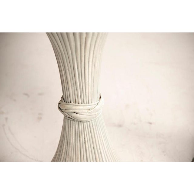 White Painted Bamboo Plant Stands with Black Glass Tops, 1970s, Set of 2 For Sale - Image 6 of 16