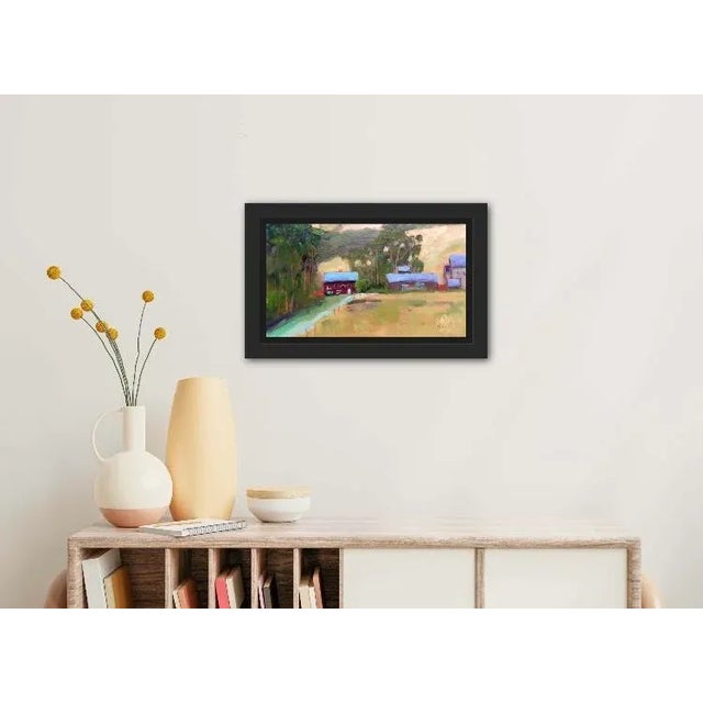 Quiet Places & Coastal — Bodega Bay Farm Original oil painting by L. Haas, 16 x 9 in unframed prepared masonite panel,...