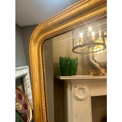 Gold Tall Antique French Louis Philippe Gilt Domed Top Mirror, 1840 For Sale - Image 8 of 10