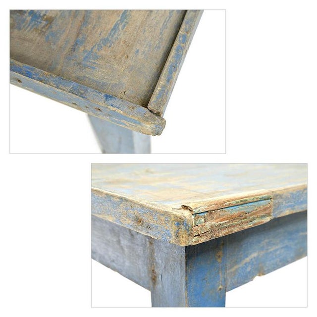 Antique Coffee Table with Blue Patina For Sale - Image 5 of 8