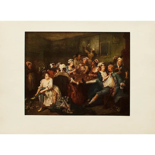 1956 After William Hogarth "The Rake's Progress, 3: The Orgy", Vintage Full-Color Print For Sale In Dallas - Image 6 of 8
