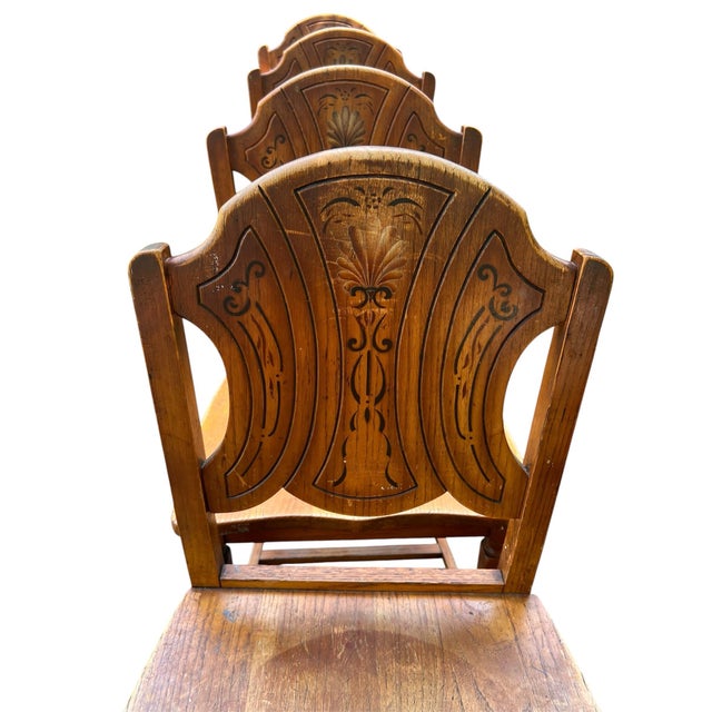 Wood Early 20th Century Carved Wooden Dining Chairs - Set of 6 For Sale - Image 7 of 12