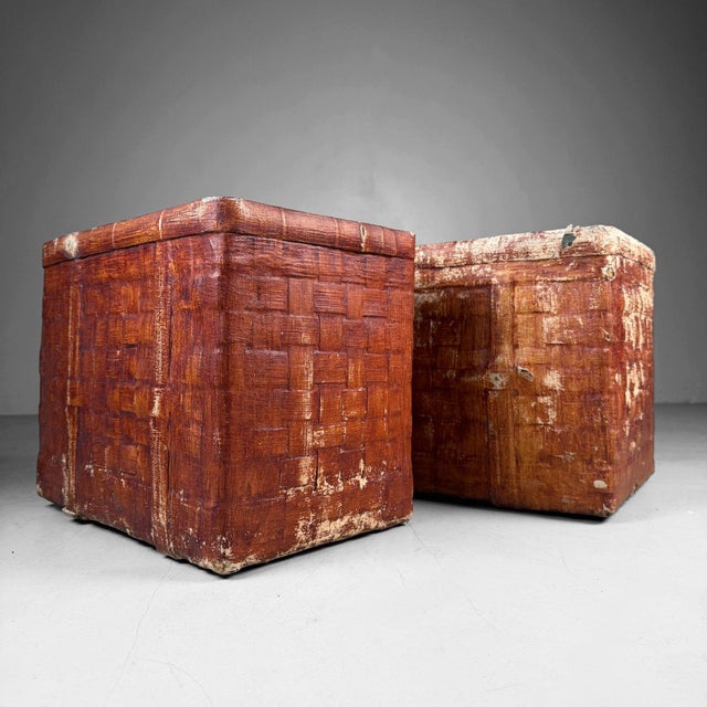 Mid-Century Modern Vintage Japanese Bamboo Baskets, 1930s, Set of 2 For Sale - Image 3 of 18