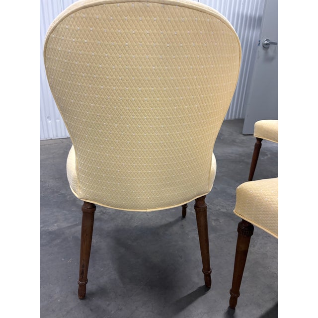 Elegant Set of 4 Vintage Yellow Upholstered Dining Chairs For Sale - Image 4 of 9