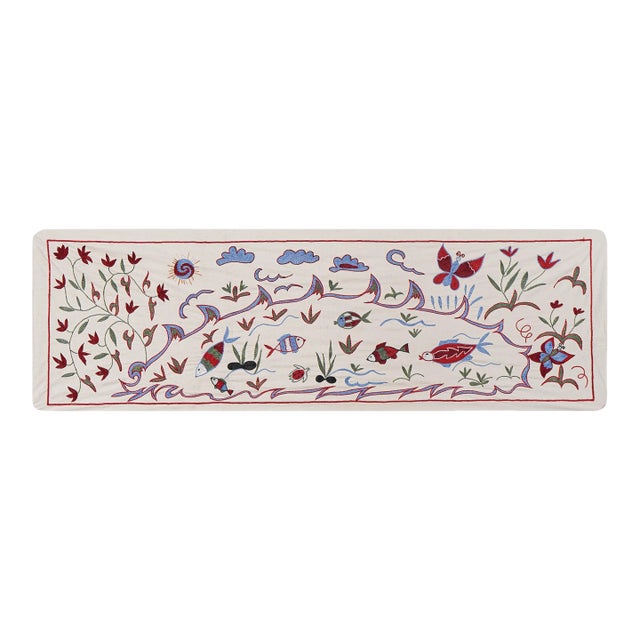 Uzbek Suzani Cotton Table Runner For Sale