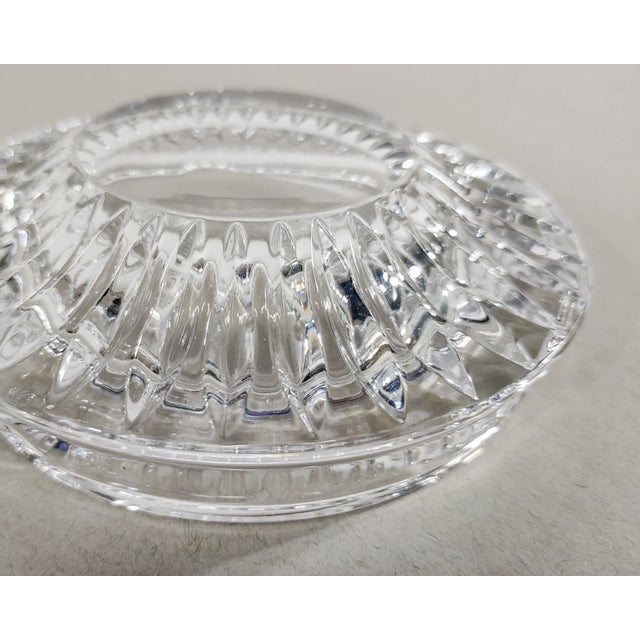 Vintage Round Faceted Crystal Glass Ashtray Catchall Dish 60s For Sale - Image 9 of 10