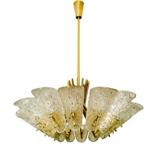 Glass and Brass Chandelier attributed to J.T. Kalmar, Vienna, Austria, 1960s For Sale