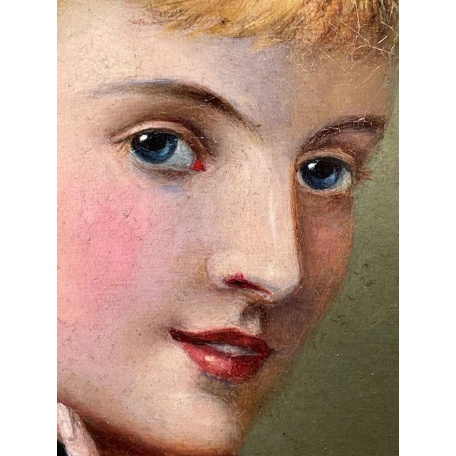 Antique Victorian Oil Portrait Young Lady Dated 1870, English School, Gilt Frame in the Manner Of For Sale - Image 10 of 11