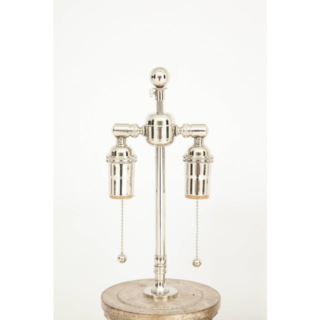 James Mont 1950s James Mont Glazed Silver Leaf Finish Lamps - a Pair For Sale - Image 4 of 11