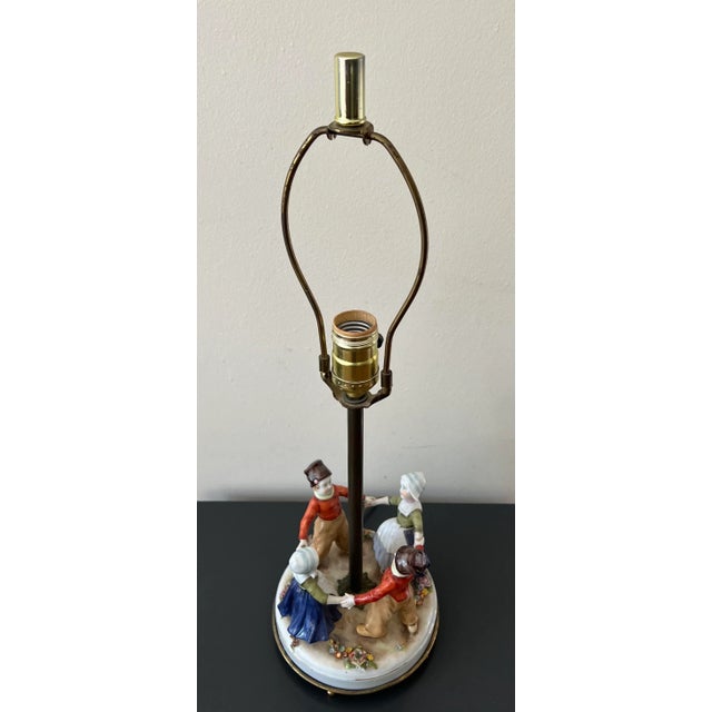 Early 20th Century Porcelain Lamp of Children Dancing or Playing Ring Around the Rosy, Attributed to Dresden For Sale - Image 13 of 13