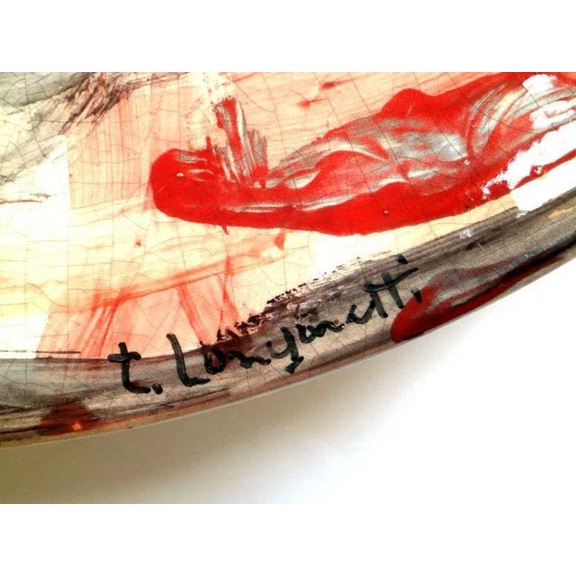 Italian Ceramic Art Pottery Plate by Trento Longaretti for Rossicone, 1980s For Sale - Image 4 of 9