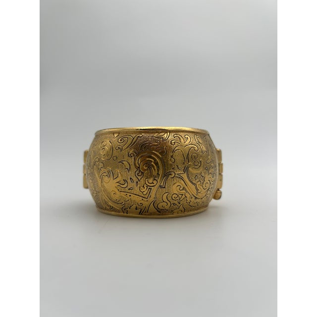 1980s Yves Saint Laurent Gold Plated Cuff For Sale - Image 5 of 12