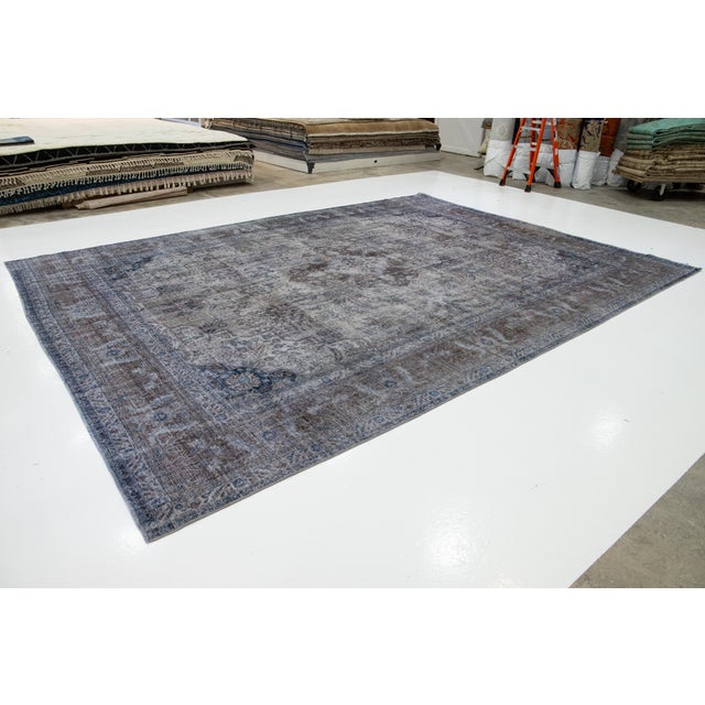 1930s Antique Persian Overdyed Gray Wool Rug With Allover Motif For Sale - Image 5 of 10