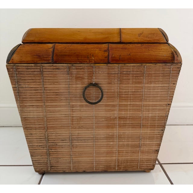 Wood Thick Bamboo and Pencil Reed Lidded Box For Sale - Image 7 of 10