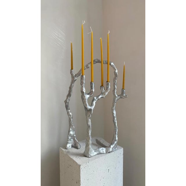 Contemporary Route Candleholder 02.01 in Cast Aluminium by Sofia Karnukaeva For Sale - Image 3 of 8