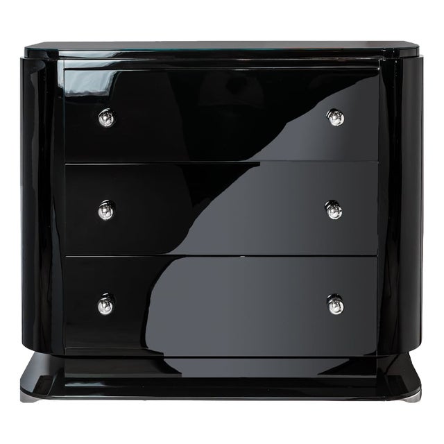 Vintage High-Gloss Black Dresser For Sale