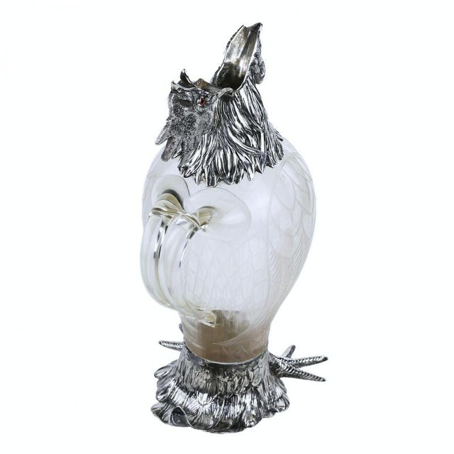 Metal Glass and Silver Rooster Jug from J.D. Schleissner Söhne, Hanau, Germany, Late 19th Century For Sale - Image 7 of 12