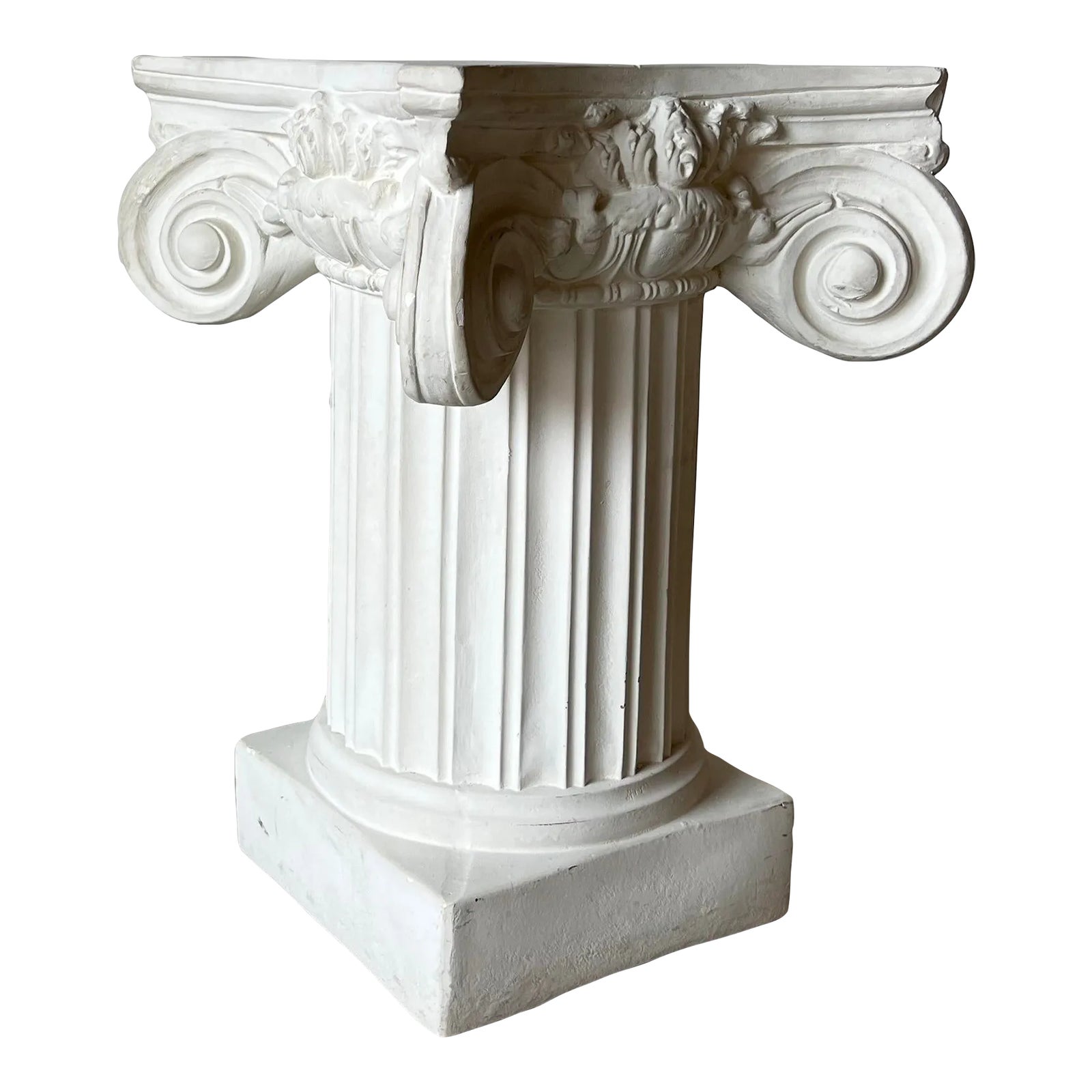 Vintage Neoclassical - Style Column Plaster Pedestal / Side Table Base