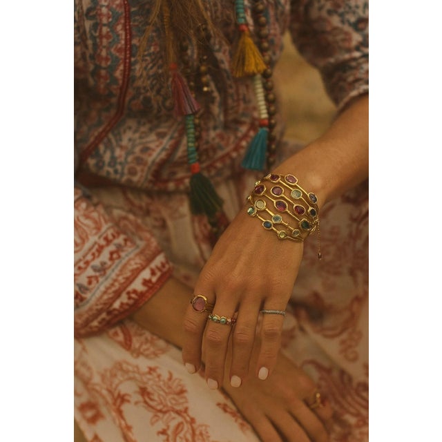 Bochic "Capri" Ruby & Multi Natural Gem Cuff Set In 18K Gold & Silver For Sale - Image 12 of 18