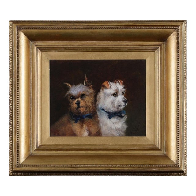 Alfred Wheeler Victorian Sporting Oil Painting of Dogs, 19th Century, Oil on Board For Sale