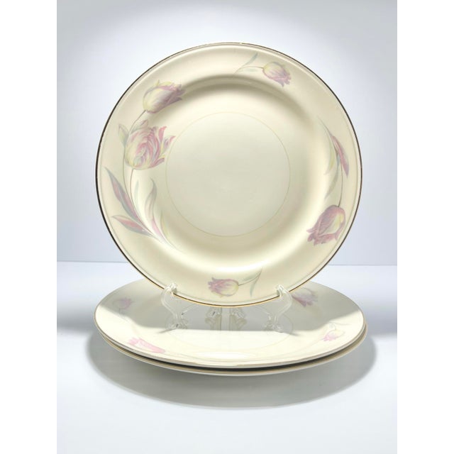 Homer Laughlin “Tulip” Set of 3 Ceramic Dinner Plates 9 7/8” Good vintage condition. No chips, cracks, or fleabites....
