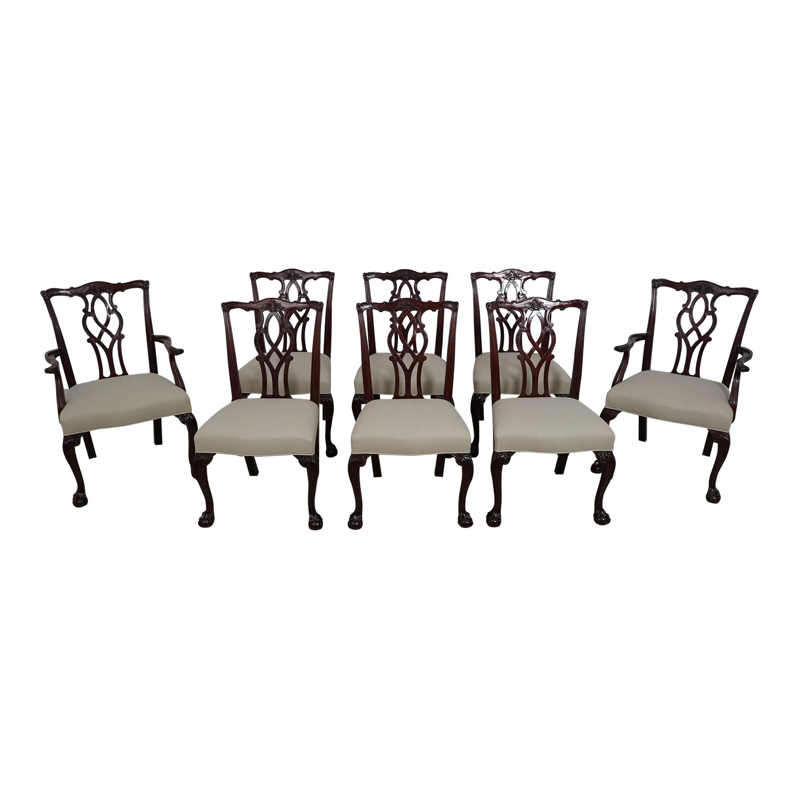 Set of 8 Kindel Mahogany Ball & Claw Dining Room Chairs Chairish