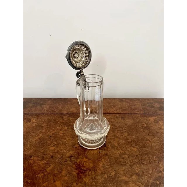 Silver Victorian Glass and Silver Plated German Claret Jug, 1880s For Sale - Image 8 of 11