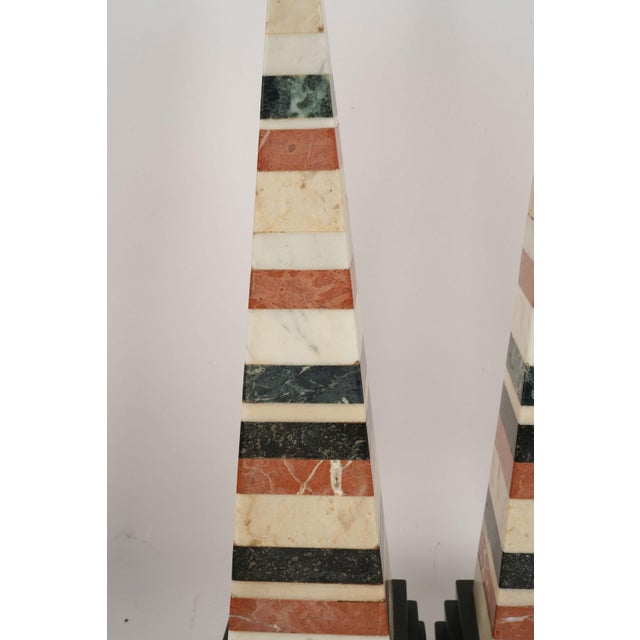 Grand Tour 1900s Large Pair of Italian Grand Tour Neoclassical Marble Specimen Obelisks For Sale - Image 3 of 11