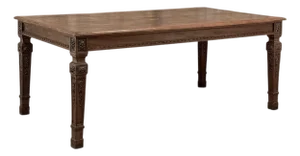 French Louis XVI Style Walnut Dining Table With Parquetry Top