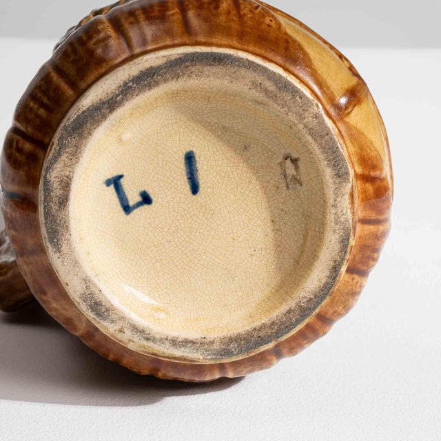 1900s French Amber Barbotine Ceramic Jug For Sale - Image 14 of 15