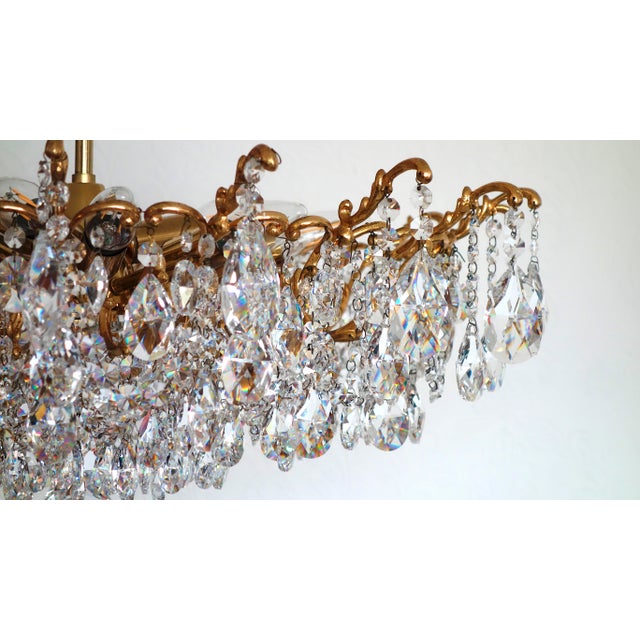 Antique Palwa Brass Lead Crystal Chandelier from Palwa, 1950s For Sale - Image 9 of 17